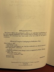 Rufus Estes’ Good Things to Eat First African-American Chef Cookbook Dover 2004