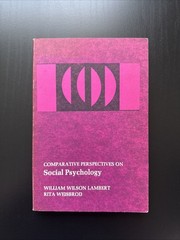 Comparative Perspectives on Social Psychology (1971) By Lambert & Weisbrod PB VG