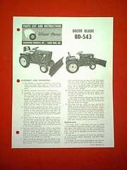 WHEEL HORSE TRACTOR DOZER BLADE ATTACHMENT MODEL DB-543 OWNER’S / PARTS MANUAL