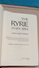 1978 RYRIE STUDY BIBLE KING JAMES VERSION BURGUNDY LEATHER Moody Press Boxed