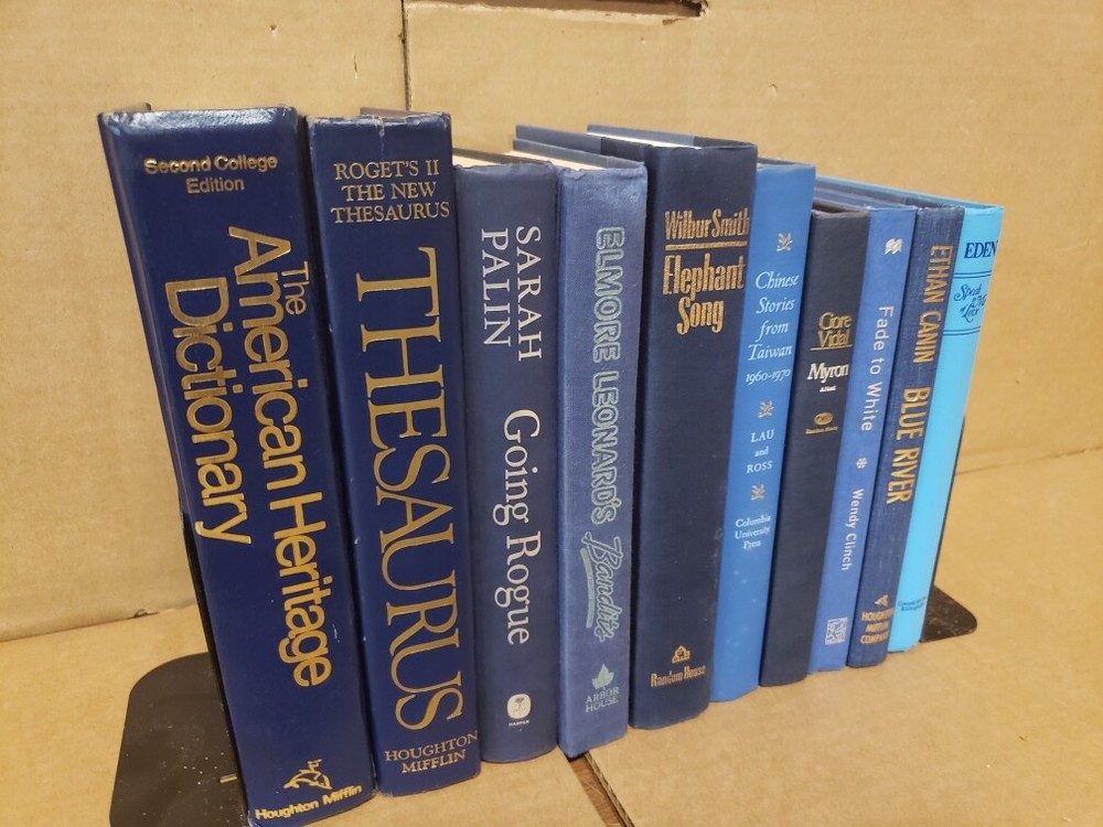 Lot of 10 Hardcover BLUE NAVY AQUA TEAL Shades Books for Staging Prop Decor