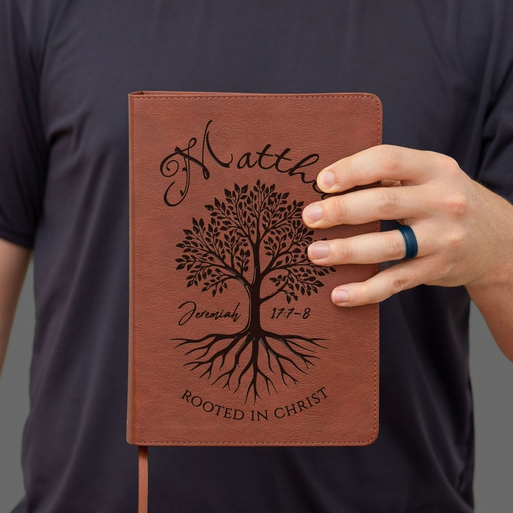 Personalized ESV Men’s Study Bible, Rooted in Christ Tree Design, Name Engraved