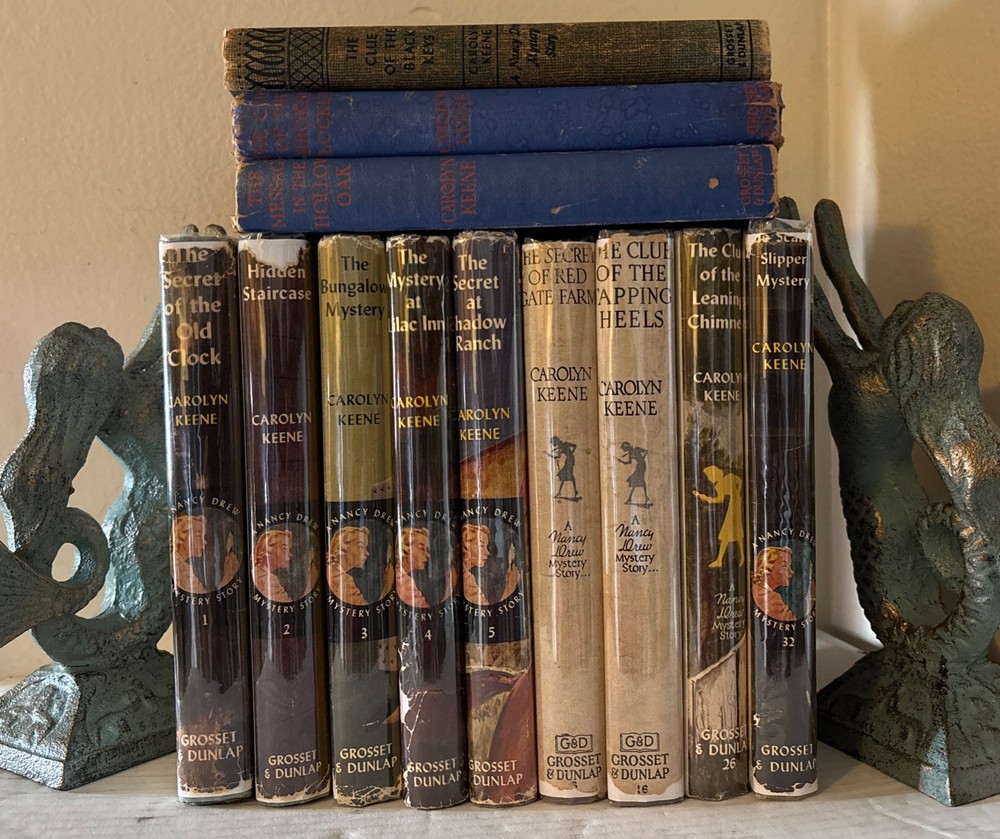 12 vintage Nancy Drew Mysteries (most with DJs) #1-6, 16, 26 + 1930s-1950s edit