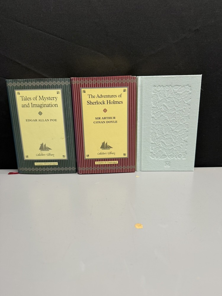 Mini Hardcover Literary Book Lot Sherlock Holmes Poe Hemingway Collector VTG