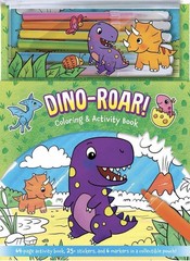 New! Dino-Roar! Coloring & Activity Book with 6 Markers, Pouch, & Stickers