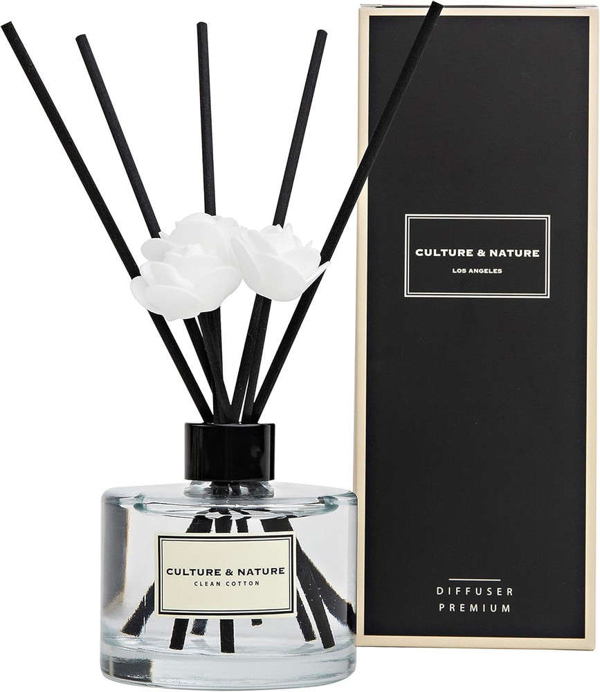 Reed Diffuser Set 6.7Oz (200Ml) Clean Cotton Scented Diffuser with Sticks Home F