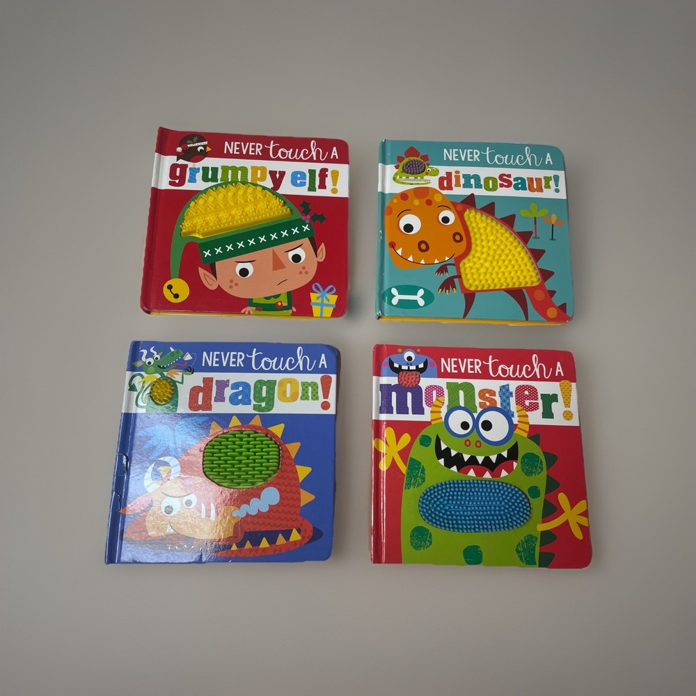 Never Touch A Book Collection of 4 Children’s Books Dinosaur,Monster, Dragon,elf