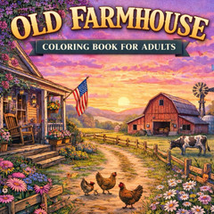 Old Farmhouse Coloring Book for Adults: Rustic Country Farm Scenes, Vintage