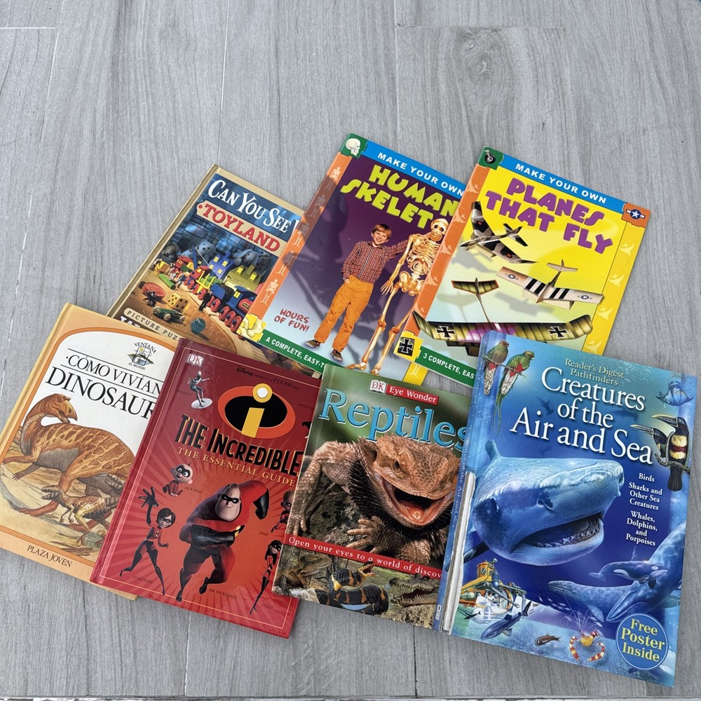 Lot 7 Kids Books DK Reptiles Incredibles Dinosaurs Creatures Science Activity