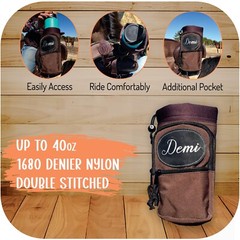 Personalized Horse Saddle Water Bottle Holder, Brown, Multi Pocket Saddle Holder