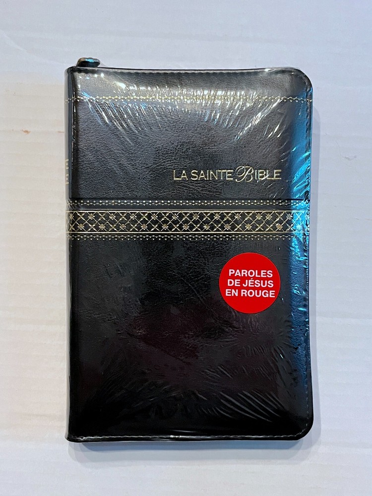 French Bible, La Sainte Bible – Segond 1910 Black Im Leather Zipper Red Letter