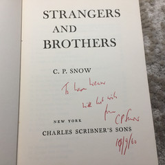 Strangers and Brothers C. P. Snow 1960 Charles Scribner’s Sons Idealism SIGNED
