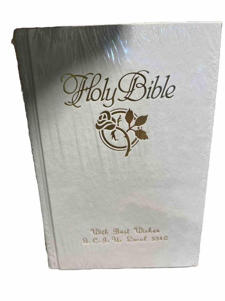 New Holy Bible King James Version American White, Gold Pages Local 334C