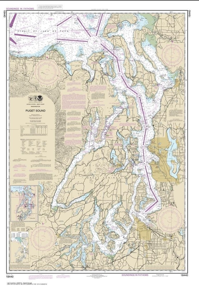 NOAA Chart 18440-Puget Sound – Water-Resistant – by East View Geo