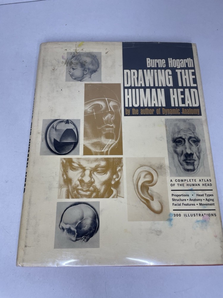 Drawing the Human Head Burne Hogarth 300 Illustration HC 1970 Library Bind – Art