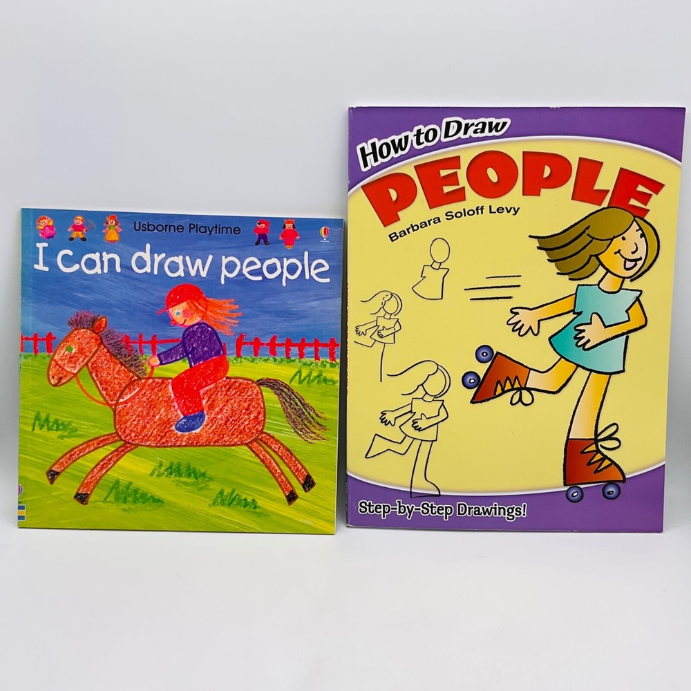 I Can Draw People & How to Draw People Lot of 2 Paperback Books Usborne Levy Kid