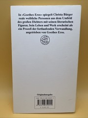 2009 Goethes Eros Christa Burger Insel Taschenbuch 3325 German Paperback