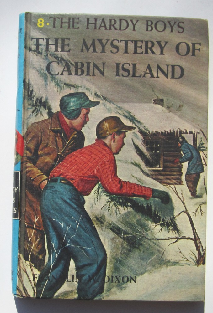 Hardy Boys Mystery Of Cabin Island Hardcover Book #8 1976 Vintage White Multi