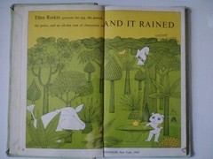 And It Rained Ellen Raskin 1969 1st Edition Atheneum Tea with Jungle Animals HC