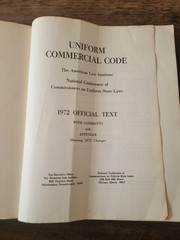 Uniform Commercial Code 1972 Official Text Comments American Law Institute