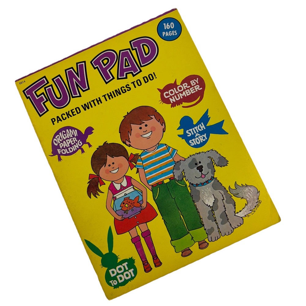 Vintage 1970s FUN PAD Coloring and Activity Book 160 Pages Used