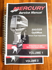 MERCURY 200-225 OptiMax DFI SERVICE MANUAL YR 2000+ FIXED COVERS, FOLDOUTS!