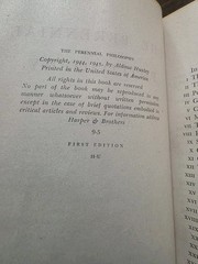 The Perennial Philosophy by Aldous Huxley Hardcover, First US Edition (1945)