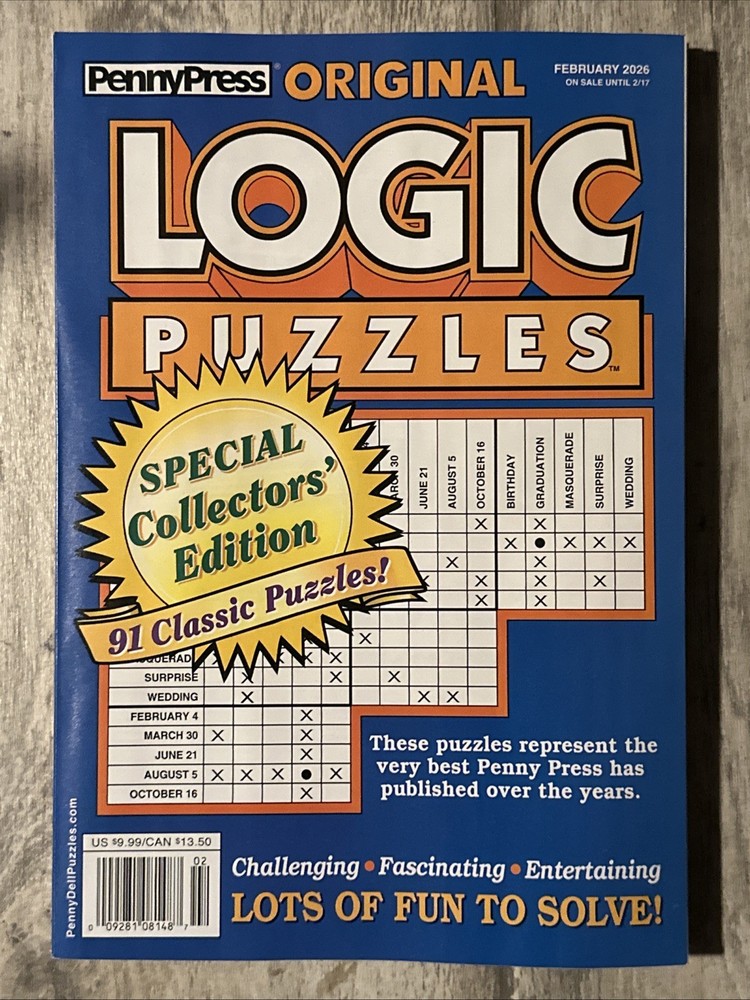 Penny Press Original Logic Puzzles Special Collectors Edition February 2026