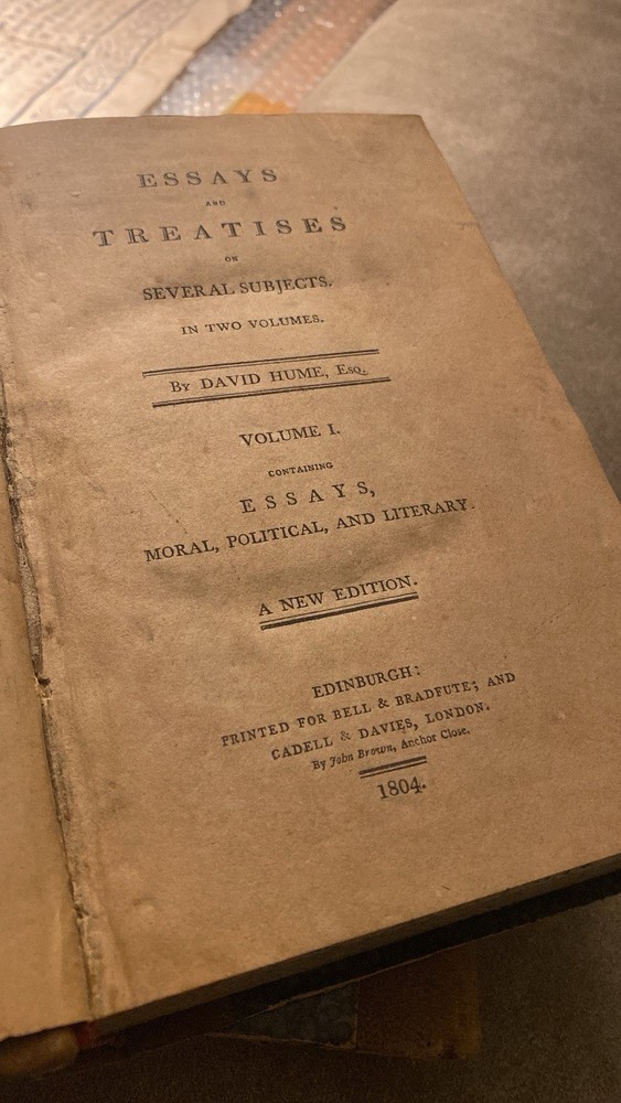 Essays and Treatises on Several Subjects David Hume 1804 London 2 Volumes