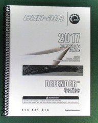 2017 Can-Am Defender HD5 DPS Owner’s Manual: 179 Pages & Clear Covers!