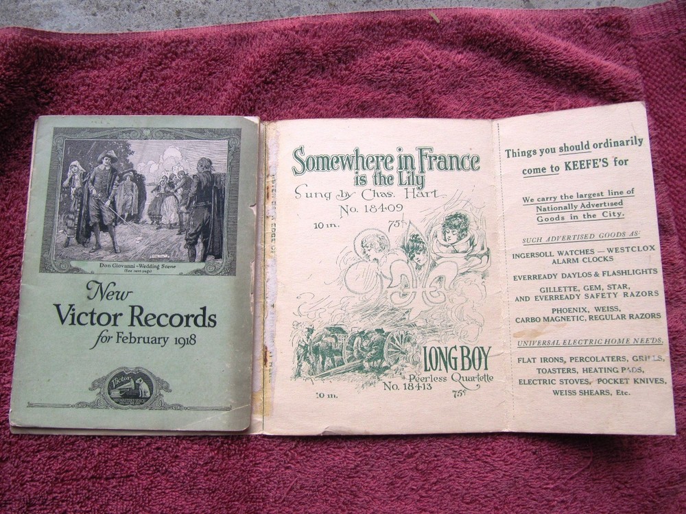 New VICTOR RECORDS Feb 1918 MAIL WRAPPER Stokowski Heifetz Victrola CATALOG