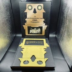 Queen in 3-D by Brian May Stereoscopic Viewer Owl & Hardcover Book Slipcased Set