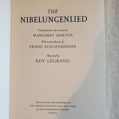 Nibelungenlieo vintage book by the limited edition club 1491 out of 2000 VG