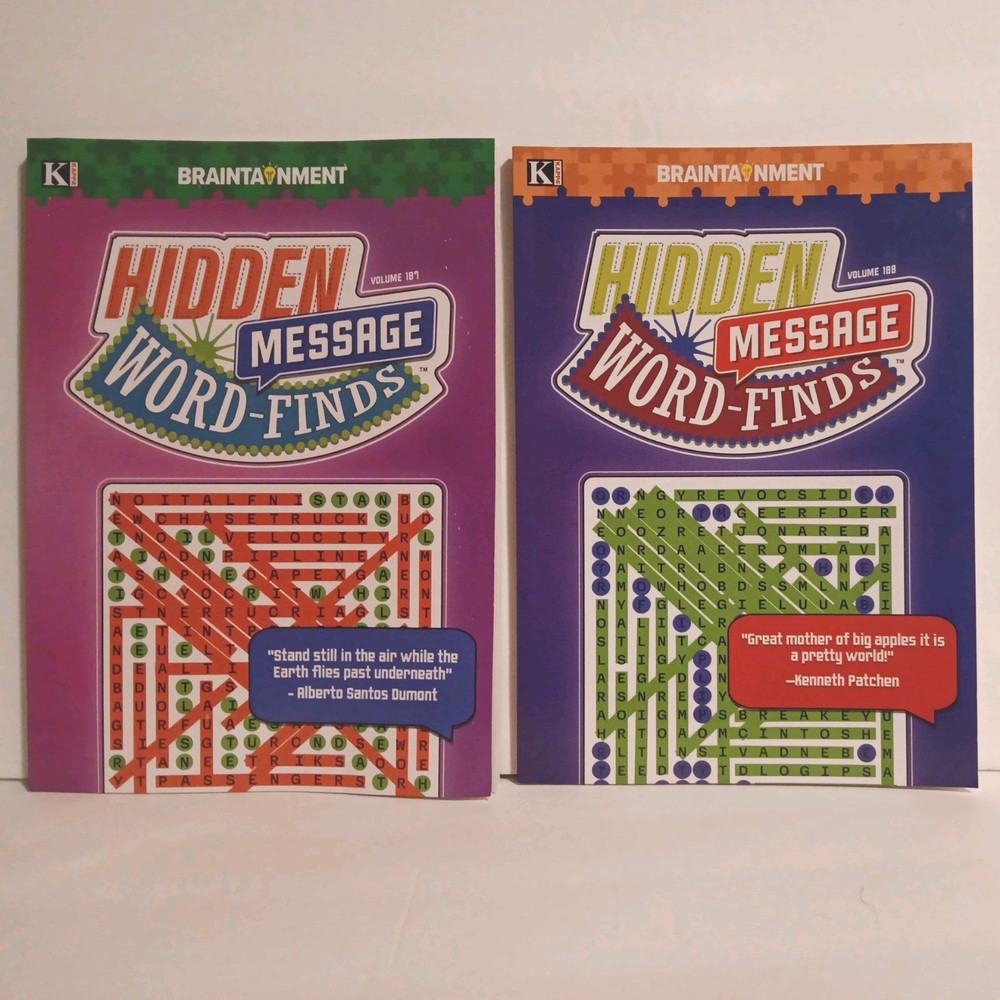 2 HIDDEN MESSAGE Word Finds Kappa Puzzle Books Volumes 187 & 188 NEW