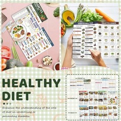 3pcs/set Diabetes Food List Healthy Meal Guide Glucose Food Chart Plan Handbook