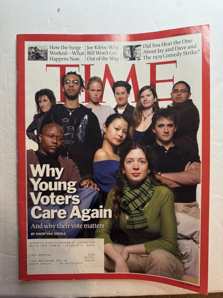 Time Magazine Why Young Votes Care Again- February 11, 2008 M106