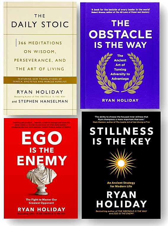 NEW Ryan Holiday 4 Books Collection Set (Ego is the Enemy, Obstacle, Daily Stoic