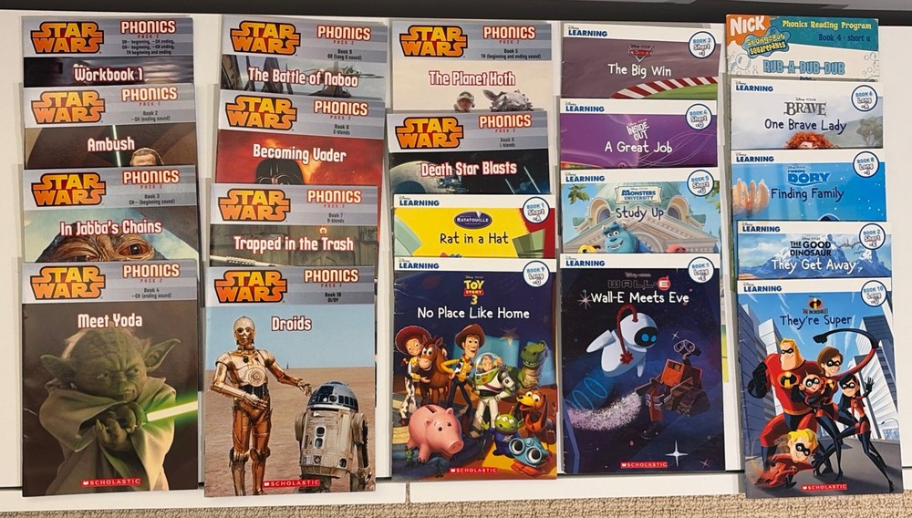 ~Disney/Pixar/Star Wars-Phonics learn to Reading program 21 book lot!~
