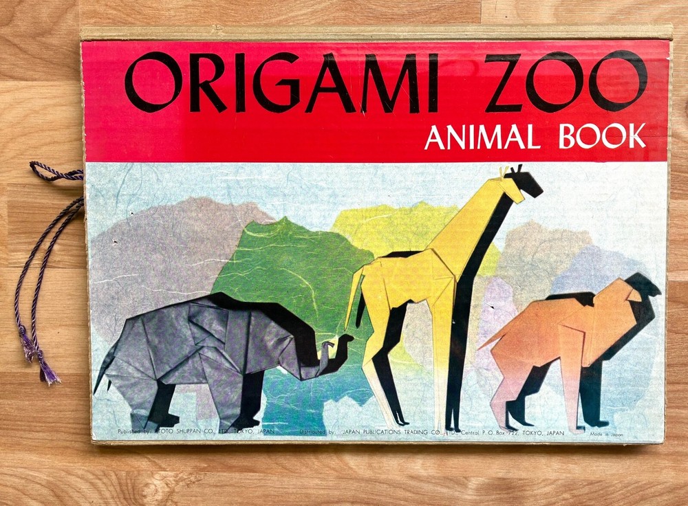 Origami Zoo Animal Book 1961, Early Japanese Craft Book in English w/ Examples