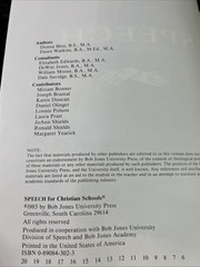 SPEECH FOR CHRISTIAN SCHOOLS – Donna L. Hess/ Dawn L. Watkins – p/b 1985