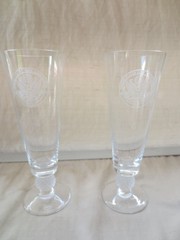 PAIR 2 USGA UNITED STATES GOLF ASSOCIATION 1894 CHAMPAGNE FLUTE GLASSES 9 1/4″