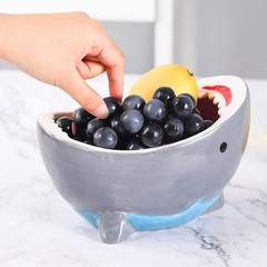40 oz Shark Attack Bowl Cute Candy Popcorn Serving 1200mL, Blue Grey