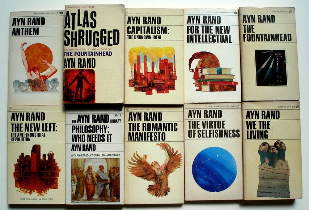 Ayn Rand LOT 10 Signet PBs: Anthem, Atlas Shrugged, Fountainhead, Capitalism …