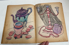 VTG Early America Coloring Book 64 pages/14 pages colored Saalfeld Artcraft
