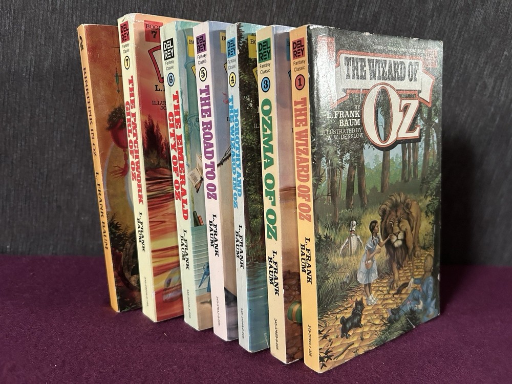 Vintage Frank L. Baum Oz Del Rey & Aerie Lot of 7- (Books 21, 3-7, &10)