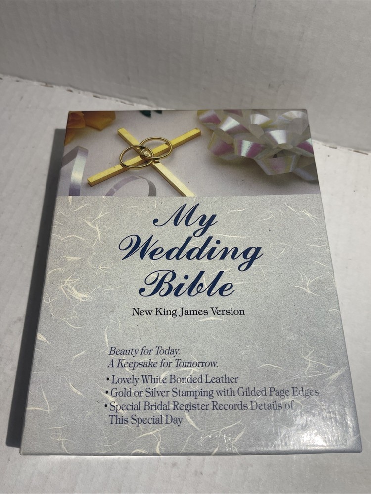 VTG OOP NKJV My Wedding Bible 245WS Gilded Silver Page Edges New King James-USED