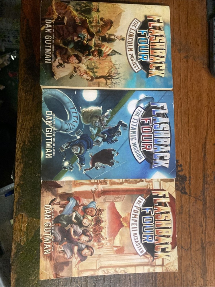 Flashback Four 1-3 Series Dan Gutman Book Set Lincoln Titanic Pompeii Hamilton