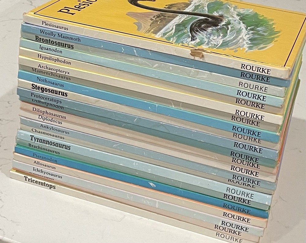 Rare Vintage Lot Of 22 Rourke Hardcover Dinosaur Library Series Books Set 1984