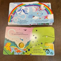 Usborne Little Peek Through Are You There Little Unicorn and Dinosaur Boardbooks