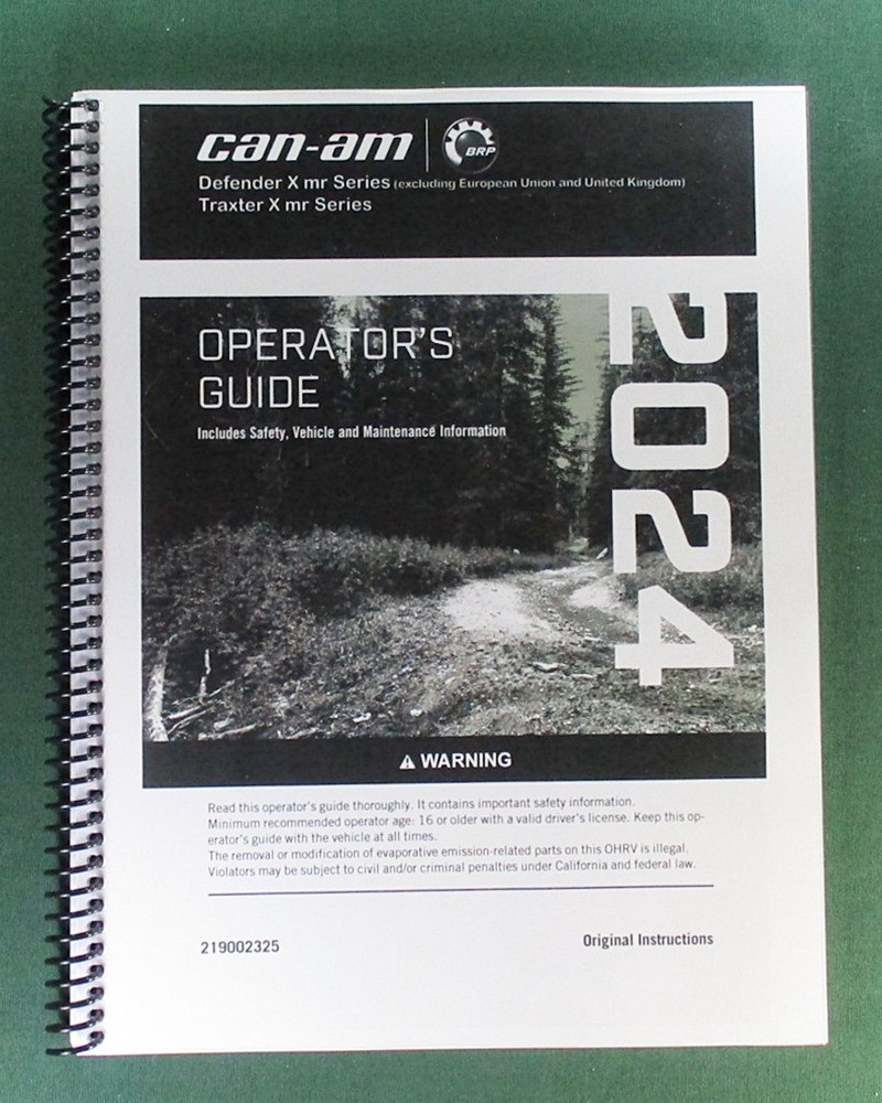 2024 Can-Am Traxter X mr HD10 Owner’s Manual: 212 Pages & Protective Covers